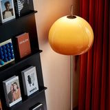 Industrial Floor Lamp Glass Shade Detail View