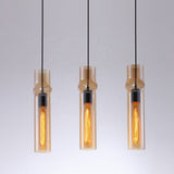 Ashen Flame Pendant Light with Smoke Gray Glass