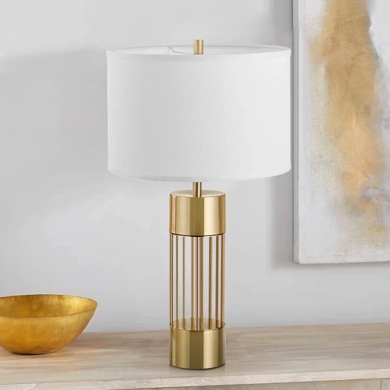 Aurora Table Lamp - Brass and Linen Nordic Elegant Design | OroDwell