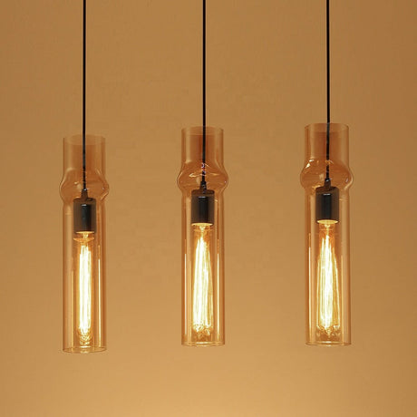 Ashen Flame Pendant Light with Smoke Gray Glass