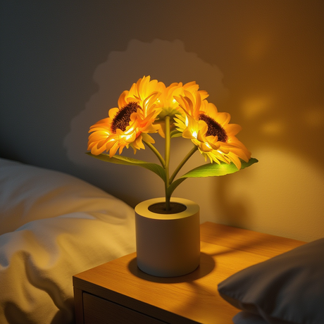 Handcrafted sunflower design accent lamp