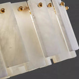 Marble slabs seen from below showing the veining