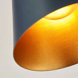 The inside of the cone shade glowing gold around the light at its narrow end