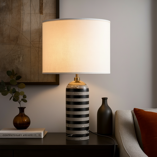 Marble and Metal Table Lamp for Reading Nook