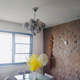 Antique brass finish chandelier detail view