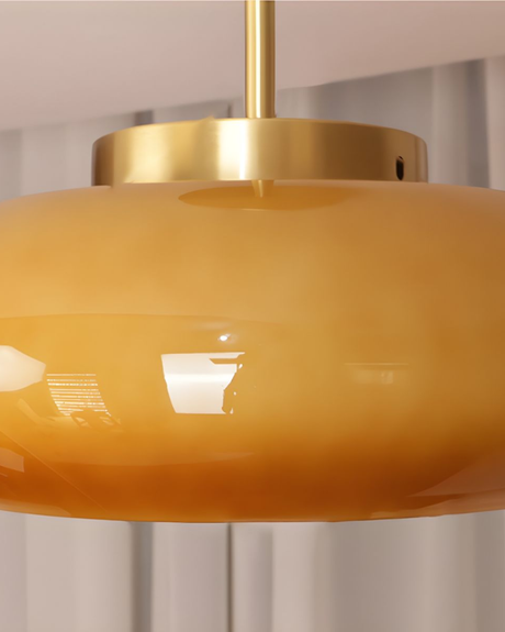 LumaBrass Frosted Glass Ceiling Light frosted shade close-up - OpalDwell