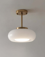 LumaBrass Frosted Glass Ceiling Light warm 3000K glow - OpalDwell