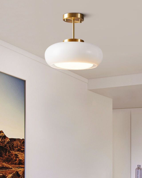 LumaBrass Frosted Glass Ceiling Light for dining space - OpalDwell