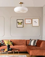 LumaBrass Frosted Glass Ceiling Light Japandi vintage style - OpalDwell