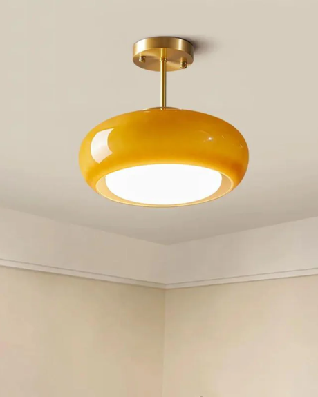 LumaBrass Frosted Glass Ceiling Light for hallway lighting - OpalDwell