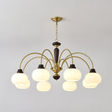 The six light version with its globes staggered at two heights
