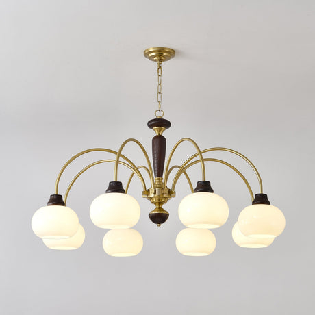 The six light version with its globes staggered at two heights