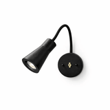 Black cone head on a black gooseneck arm with a black wall plate