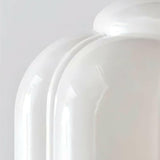 Close view of the white ribbed glass showing the thickness of each flute