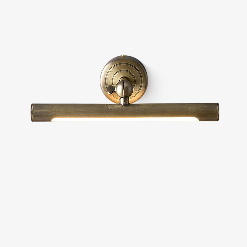 Mirror wall sconce in antique bronze, a short bar on a stepped round wall plate