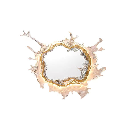The gold version on a white background, drops reaching out from the frame