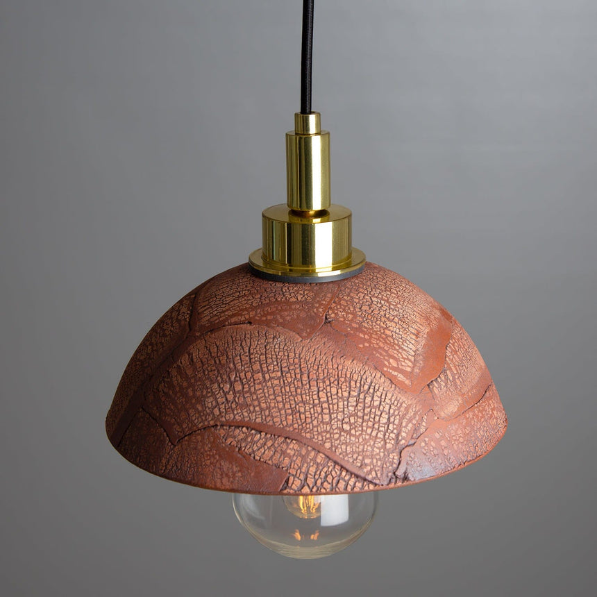 Ceramic dome pendant light - brass lamp holder