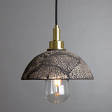 Ceramic dome pendant light with black clay crackled finish