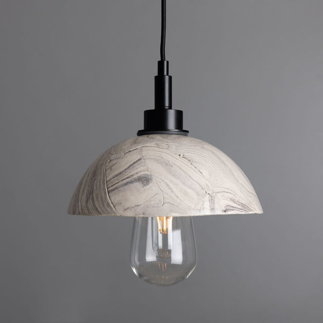 Marbled ceramic dome pendant light with IP44 waterproof rating