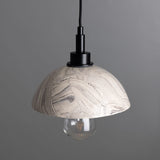 Marbled ceramic dome pendant light - brass lamp holder