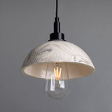 Marbled ceramic dome pendant light - white marbled finish