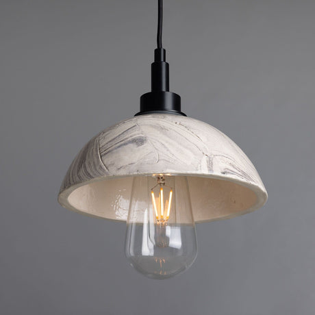 Marbled ceramic dome pendant light - white marbled finish