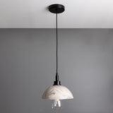 Marbled ceramic dome pendant light - 20 cm dome silhouette