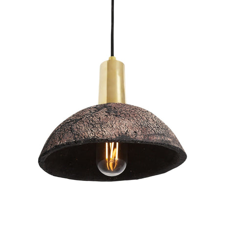 Ceramic Pendant Light with Brass Lamp Holder Accent