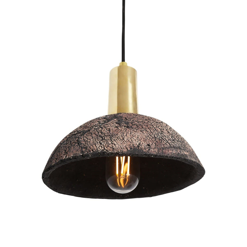 Ceramic Pendant Light with Brass Lamp Holder Accent
