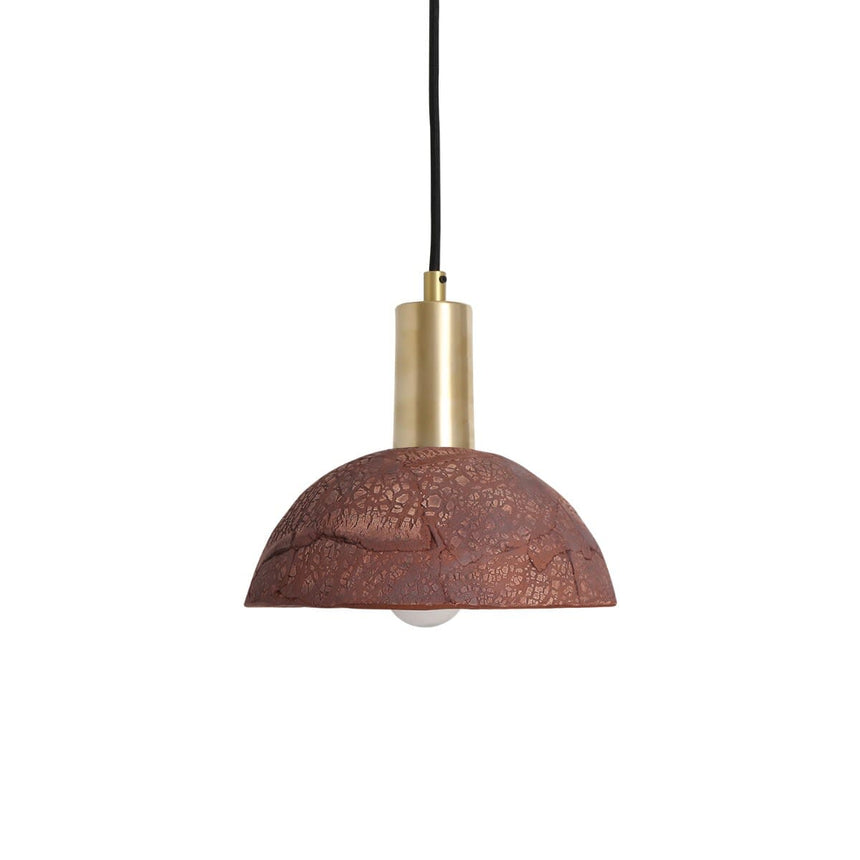 Ceramic dome pendant light with crackled surface