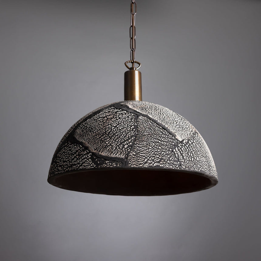 Ceramic Dome Pendant Light Installed Above Kitchen Island