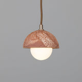 Ceramic dome pendant light with red iron finish