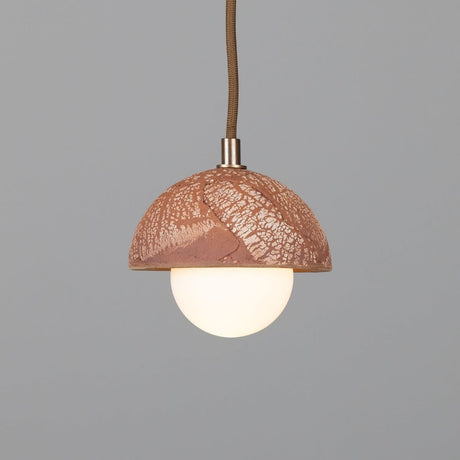 Ceramic dome pendant light with red iron finish