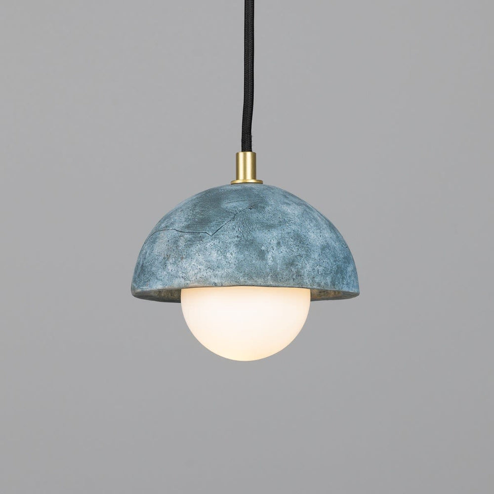 Ceramic Dome Pendant Light Blue Earth Finish