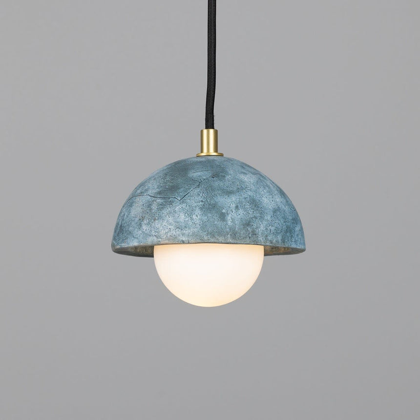 Lunari Ceramic Dome Pendant Light Blue Earth Finish