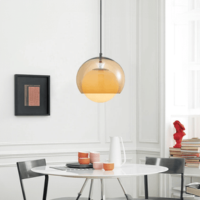 LumaNova Milky Glass Globe Pendant Light warm brown shade - OpalDwell
