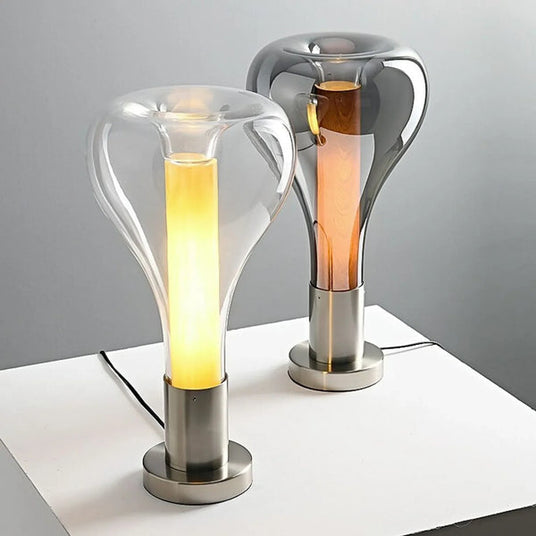 Glass Table Lamp – lava art design detail view | OroDwell