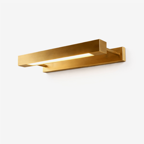 Angular brass bar with a folded lower edge, seen level and unlit