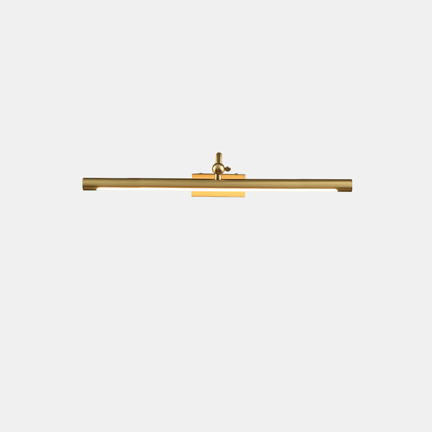 The longest gold bar seen straight on, a narrow line of light along the tube