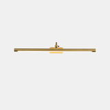 The middle gold bar seen straight on, bracket centered above the lit tube