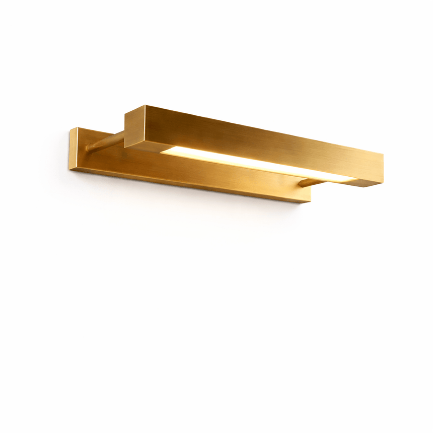 The angular bar seen level, its folded edge shading the light strip