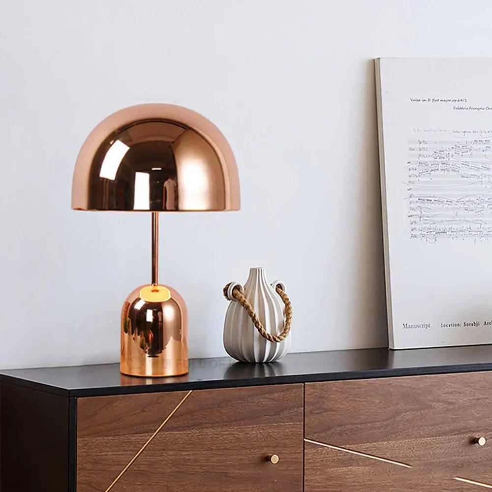 Copper table lamp LED warm ambient glow for living room