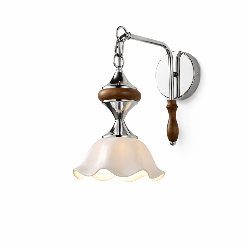 The white ruffled ceramic shade version on a white background