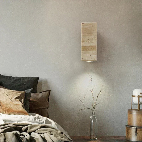 Travertine and wood wall fixture for homes