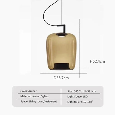 Dimension card for the 35.7 cm shade in amber