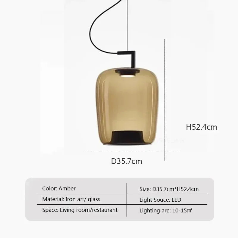 Dimension card for the 35.7 cm shade in amber