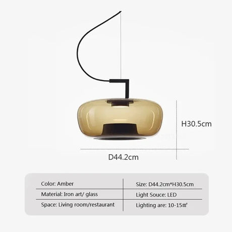 Dimension card for the 44.2 cm shade in amber