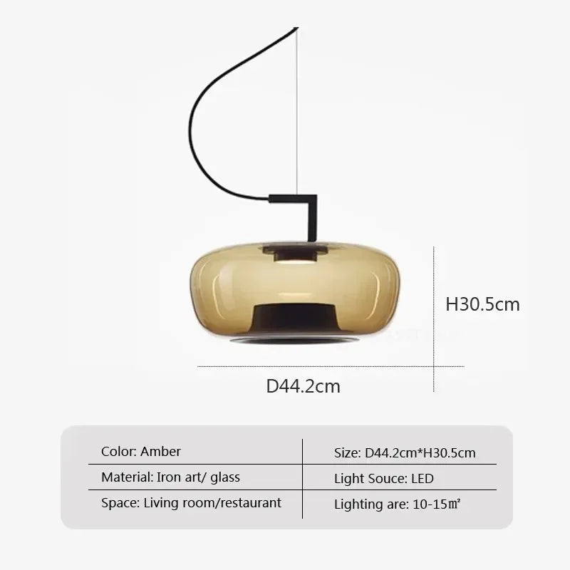 Dimension card for the 44.2 cm shade in amber
