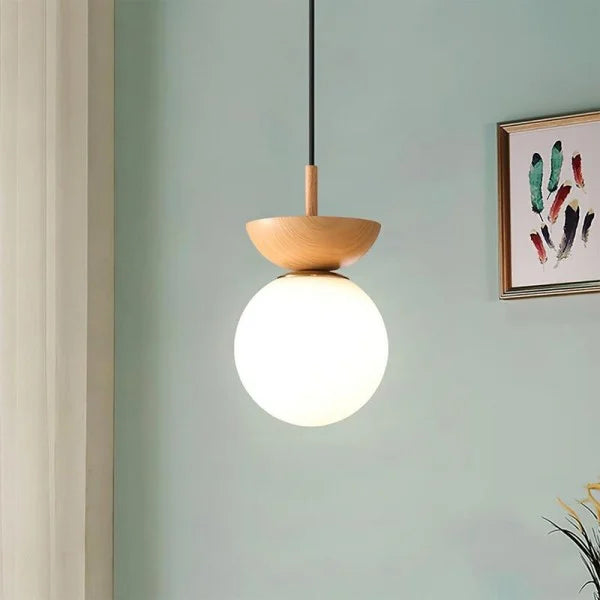 Pendant Light In Half-Wood Metal Finish - OroDwell