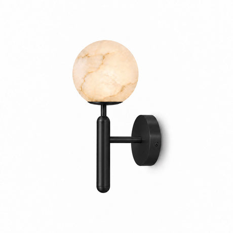 The matte black version with its stone globe on a white background